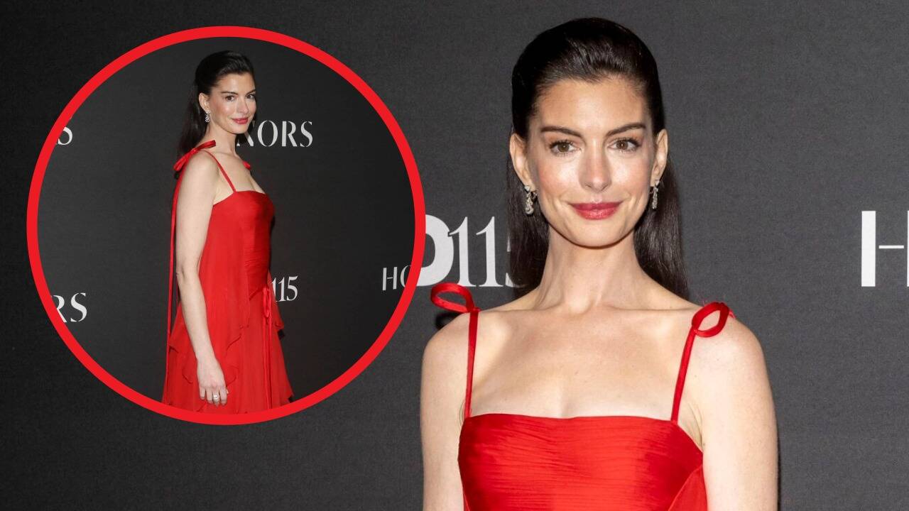 Anne Hathaway Sets the Red Carpet Ablaze in Fiery Gown at WWD Honors Awards