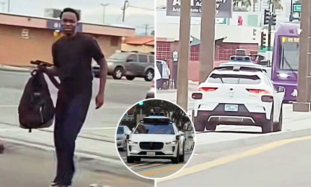 Passenger Leaps Out of a Waymo After Self-Driving Car Stopped on Train ...